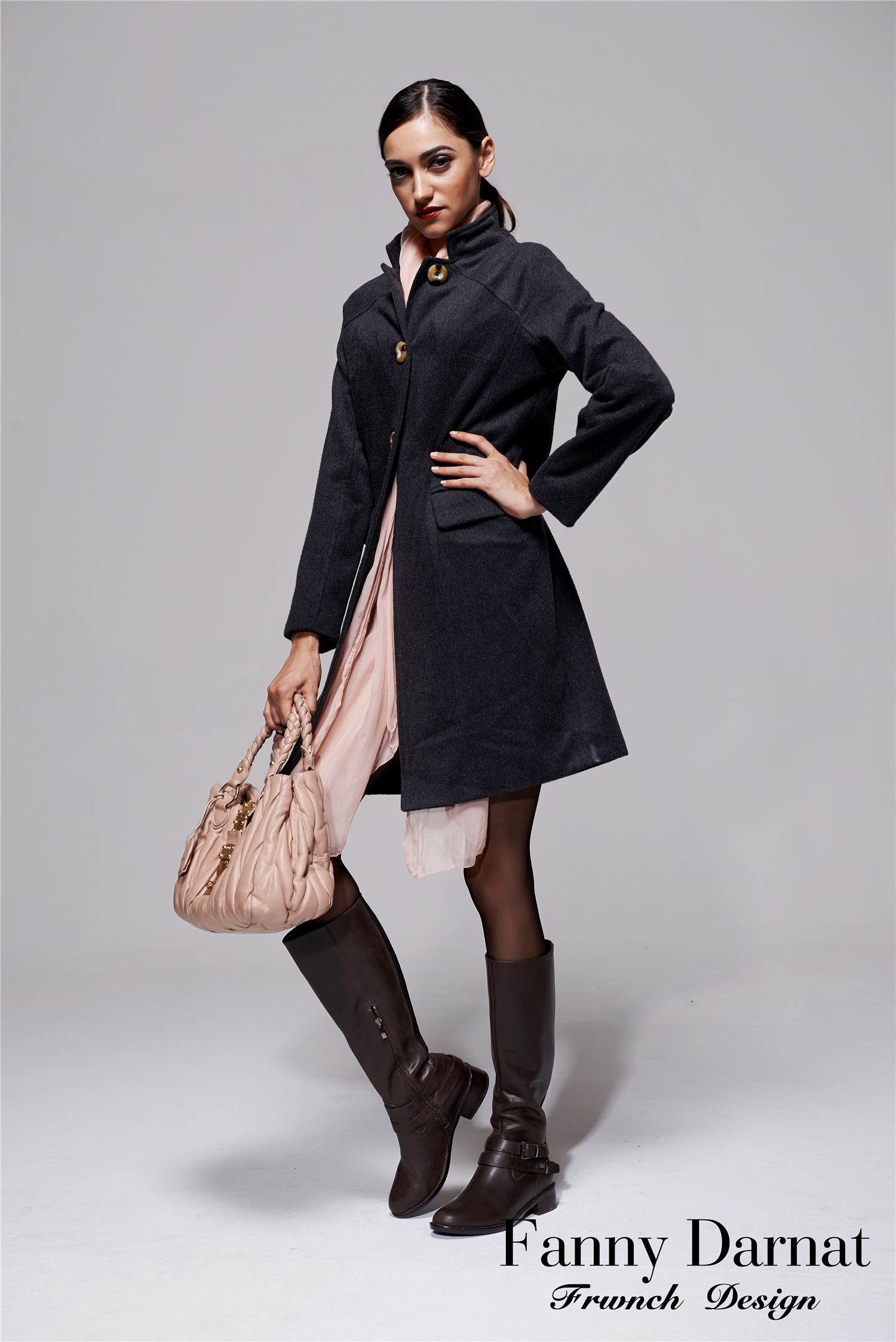 正品FANNY DARNAT女装!高端女士羊毛呢中短