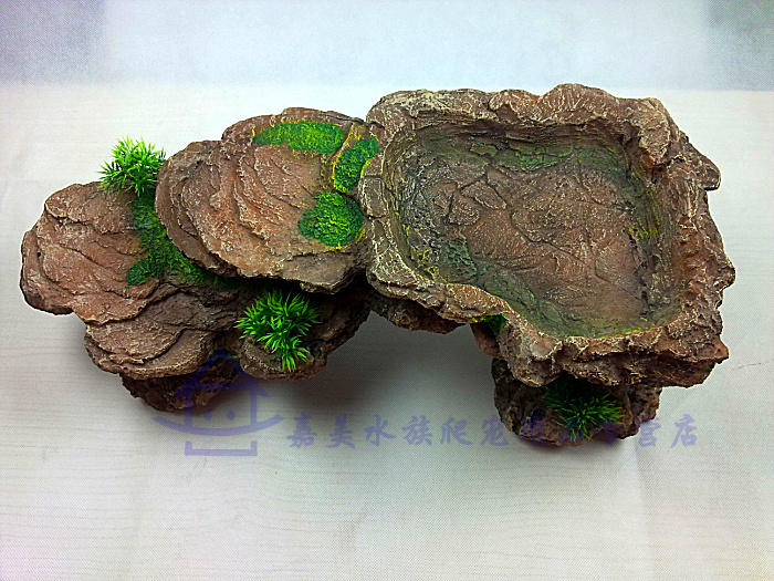 乌龟石头晒台 自制水龟爬坡躲避穴为一体的晒台