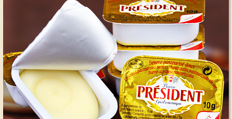 法国进口 总统president无盐淡味小杯装黄油 纯奶油 10g/6粒