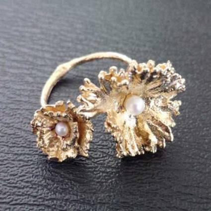 OEI 16 金色雏菊珍珠戒指 商品图2