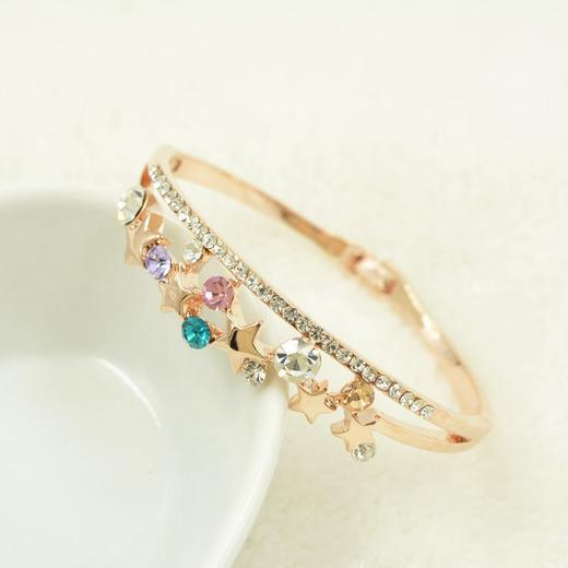 【手链】18k金保色手链 时尚百搭水钻星星 质感手环 手饰 商品图0