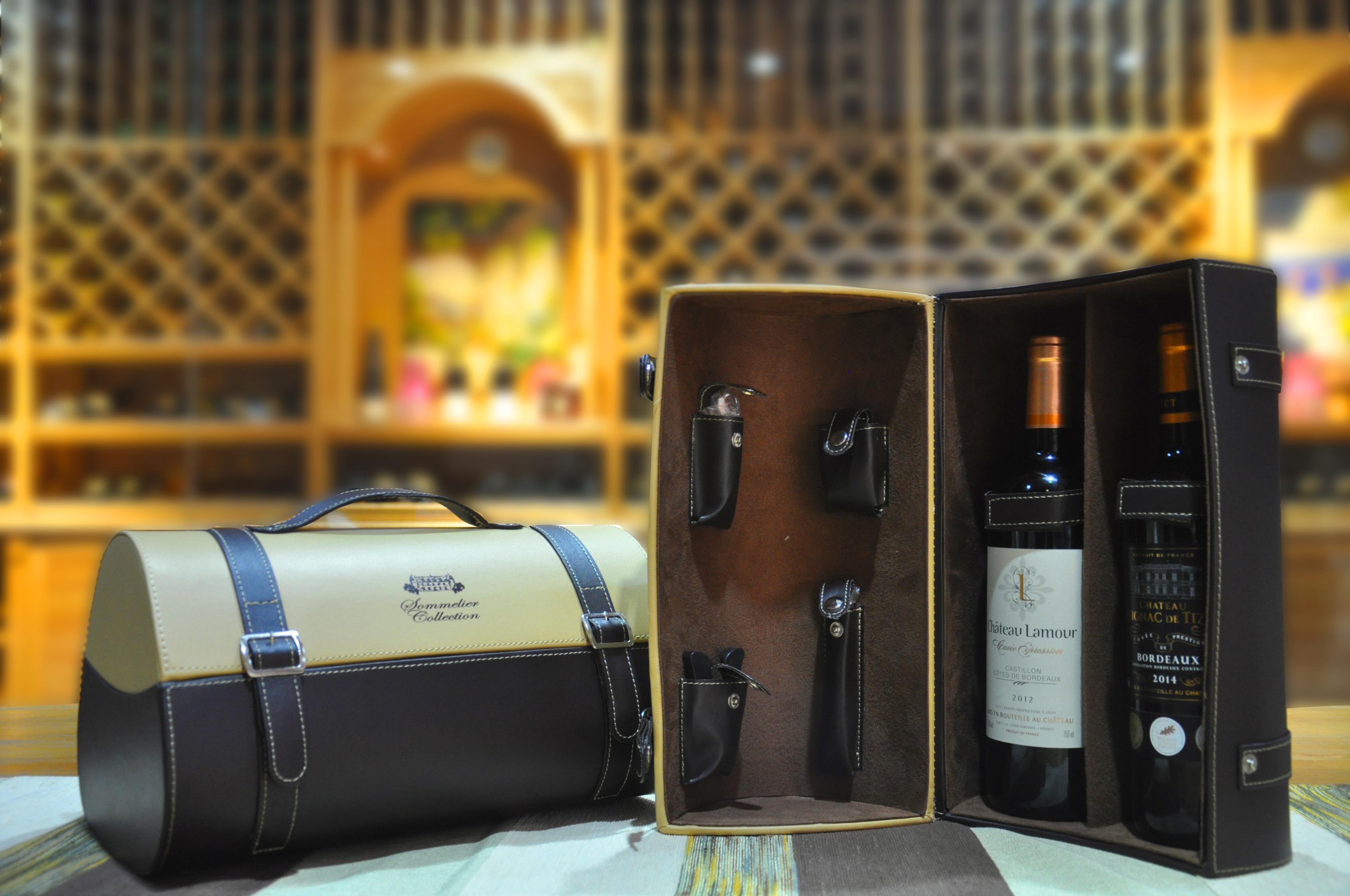 手提双支装皮质礼盒