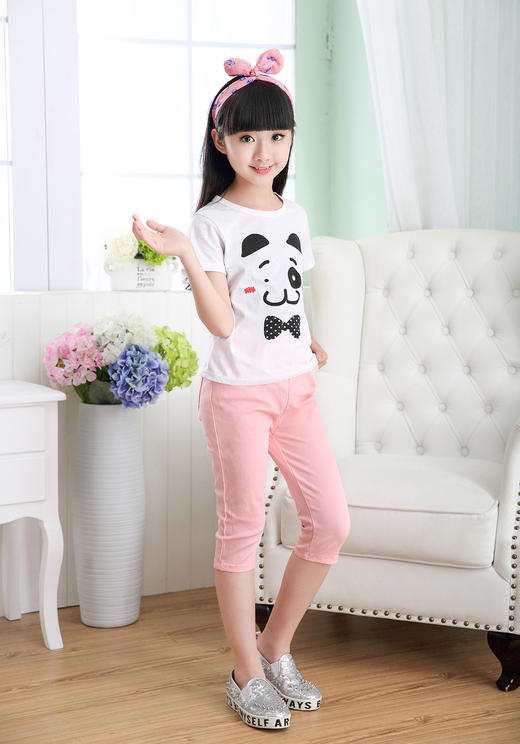 【女童裤子】女童7分裤糖果色纯棉牛仔裤 儿童7分裤 商品图4