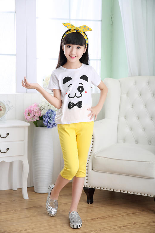 【女童裤子】女童7分裤糖果色纯棉牛仔裤 儿童7分裤 商品图1