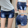 【服饰鞋包】新款牛仔短裤女荷叶边短裤韩版显瘦深蓝色大码女式牛仔裤 商品缩略图2