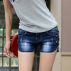 【服饰鞋包】新款牛仔短裤女荷叶边短裤韩版显瘦深蓝色大码女式牛仔裤 商品缩略图0