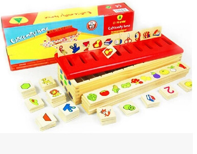 正品陶陶木 早教分类盒 儿童木质认知配对玩具
