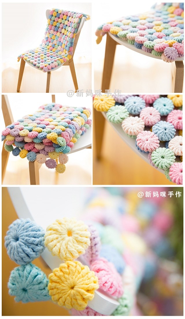 b057新妈咪手作钩针马卡龙毯坐垫教程