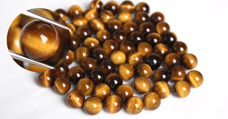 【歌成】天然黄虎眼石散珠