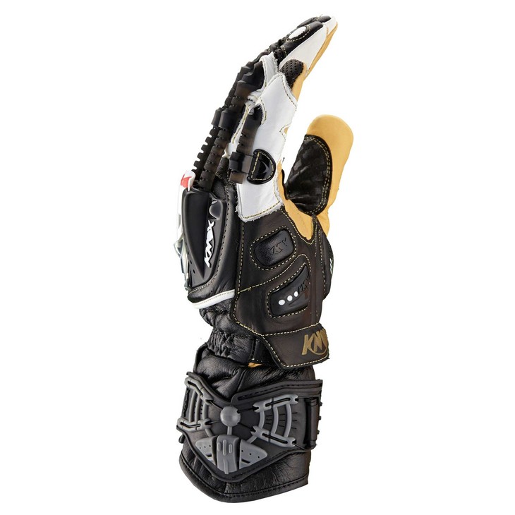 现货knox外骨骼旋钮松紧袋鼠皮手套短款