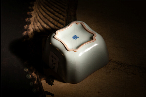 问鼎汝瓷天青四方杯珍藏款汝窑单杯品茗杯功夫茶主人杯